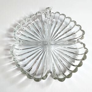 Princess House Apple shaped crystal candy dish 8.5" diameter